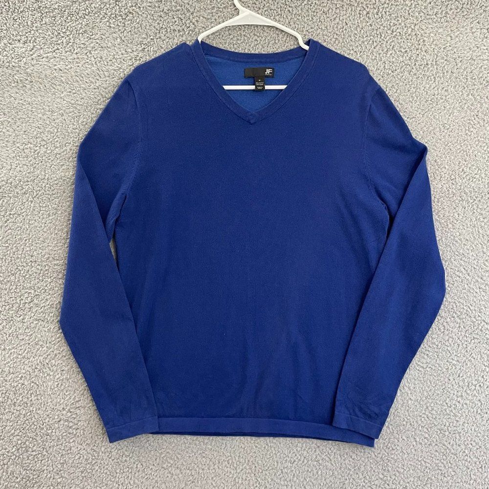 JF J.Ferrar Sweater Men M Blue Casual Pullover V-Neck